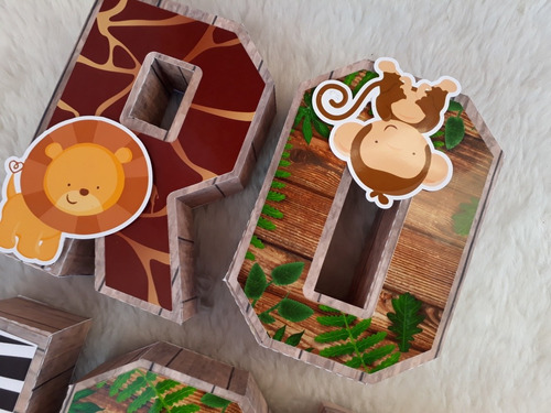 3 Letras 3d Animales De La Selva Bosque Candy Bar Decoracion