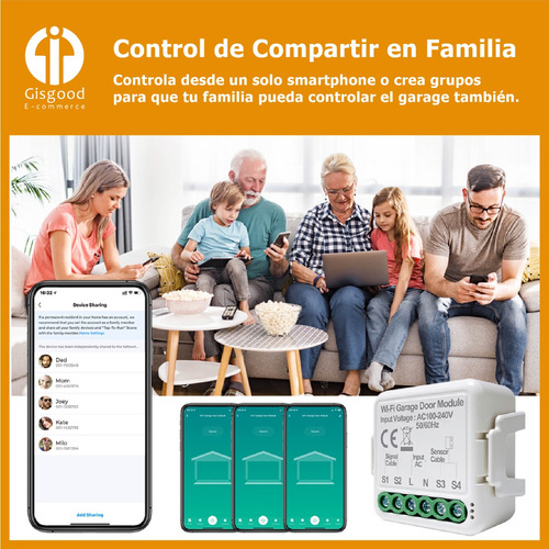 Switch Porton Garage Wifi Smart Life Sensor Contacto Seco