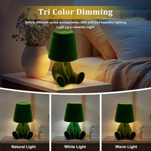 Lámpara De Mesa Led Con Control Táctil Y Estatua Dorada