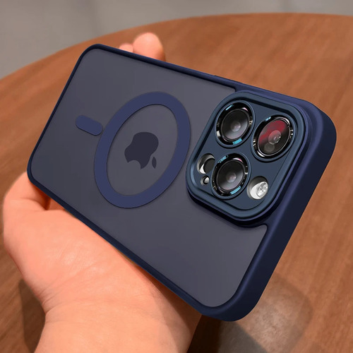 Funda Magnética De Lujo Con Armadura Translúcida Mate A Prueba De Golpes Para iPhone 16, 15, 14, 13, 12 Pro Max, Para Carga Inalámbrica