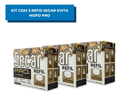 Kit Com 3 Refis Evita Mofo Secar Pro 450g Grandes Ambientes
