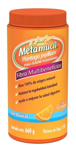 Metamucil Sabor Naranja 660 Grs Fibra En Polvo