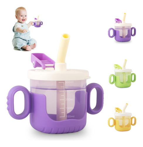 Fj Vaso Entrenador Antiderrames Bebe Sílice Anticaída 300ml