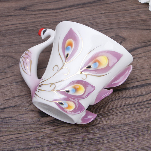 (gn) Taza De Porcelana Con Forma De Pavo Real, Juego De Café