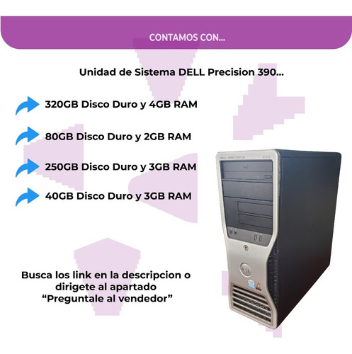 Cpu Dell Precision Workstation 390- Servidor 40 Hdd 3 Ram (Reacondicionado)