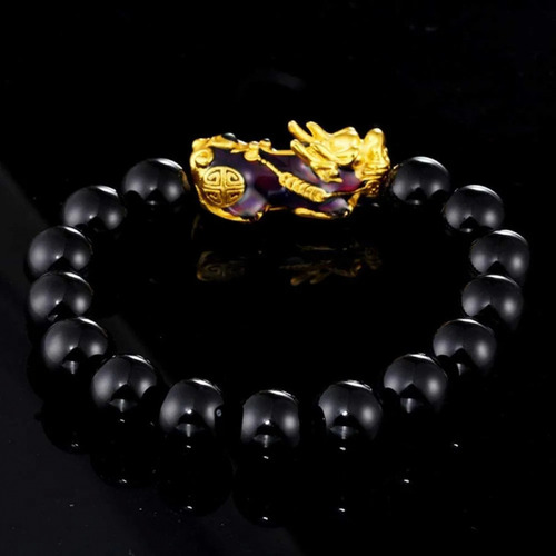 Pulsera Hombre Feng Shui Pixiu Nature Obsidiana Riqueza