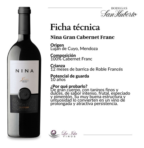 Imagen 3 de 10 de Vino Nina Gran Cabernet Franc Caja X 6 X 750ml. --