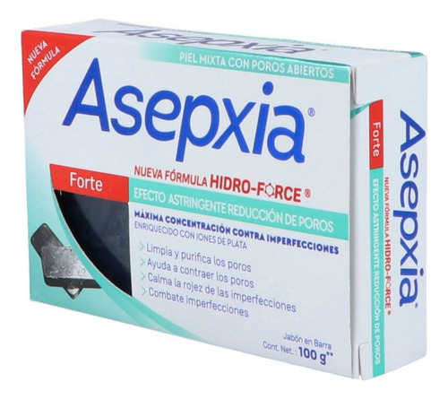 Asepxia Forte Caja Con Barra 100 G Jabón De Tocador