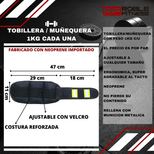 Imagen 3 de 10 de Tobillera Muñequera Con Peso Neoprene 1/2 Kg C/u Par