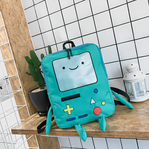 Bmo Hora De Aventuras Lindo Dibujos Animados Mochila Color Azul