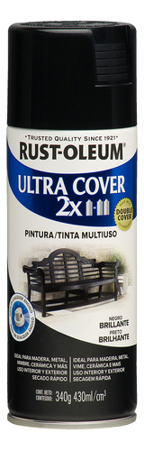 Rust-Oleum pintura Ultra Cover Aerosol color negro brillante 340g