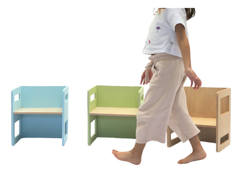 Silla Cubo Montessori Pikler 3 Posturas Mesa Pastel