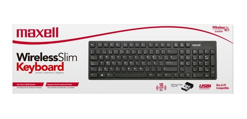 Teclado Español Inalambrico Maxell Slim 2.4ghz Repector Color del teclado Negro
