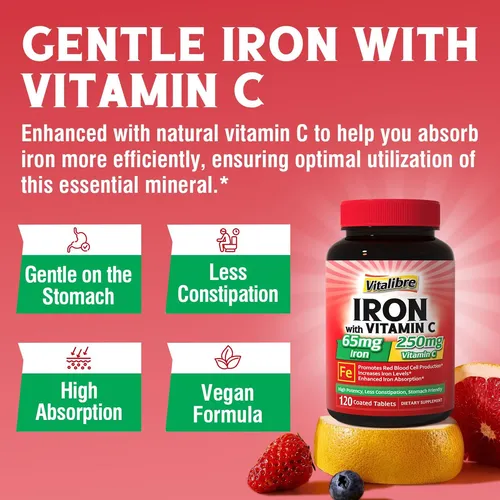 Suplemento De Hierro 65 Mg Con Vitamina C, Hierro Carbonilo