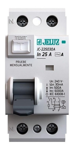 Disyuntor Diferencial Bipolar Jeluz 2x25a 30ma