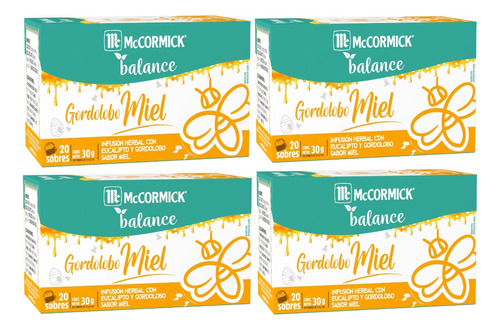 4 Té Mccormick Balance Antigripal Gordolobo Y Miel 20 Sobres