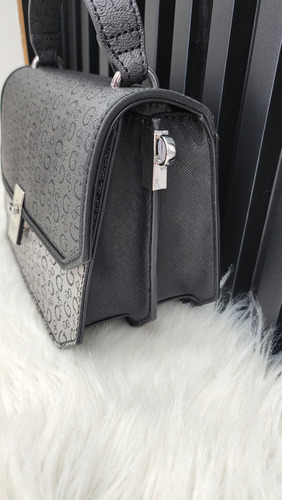 Crossbody Guess Sl986543 Nueva 100 % Original Negro Estampado Níquel Negro