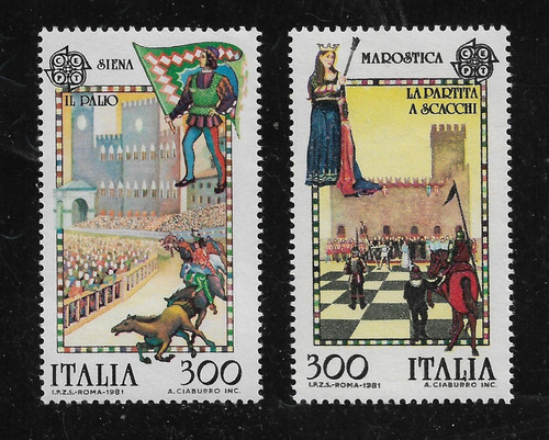 Italia Serie 2 Estamp Mint Yvert #1480/81 Folklore Año 1980 