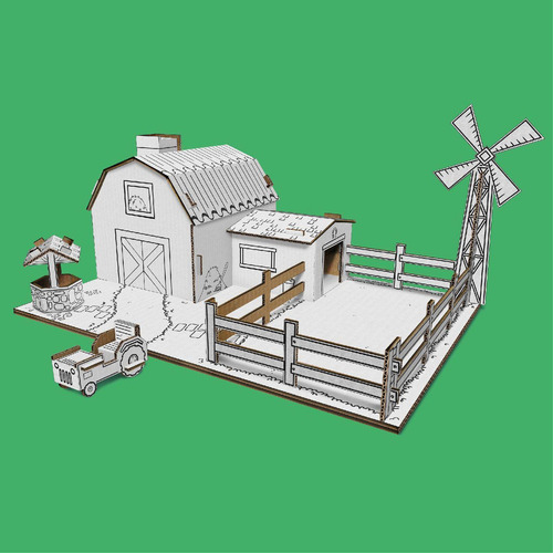 Robot de cartón Farm + para ensamblar y colorear