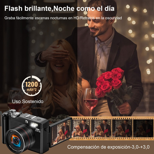 Cámara Digital 4k 64mp Con Pantalla Rotación 180° Dc077