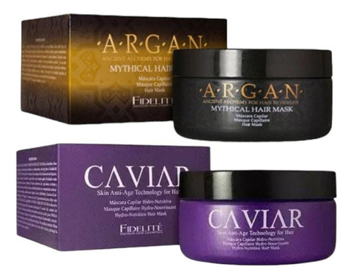 Kit Mascara Capilar Argan Mythical X250ml + Caviar Hidro Nutritivo X250ml Fidelite