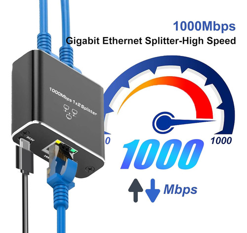 Splitter De Ethernet Rj45 De 1000 Mbps De 1 A 2