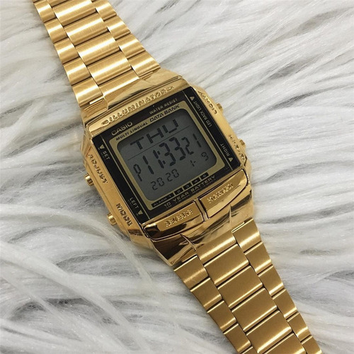 Relógio Casio Vintage Dourado Data Bank Db-360g-9adf + Nf