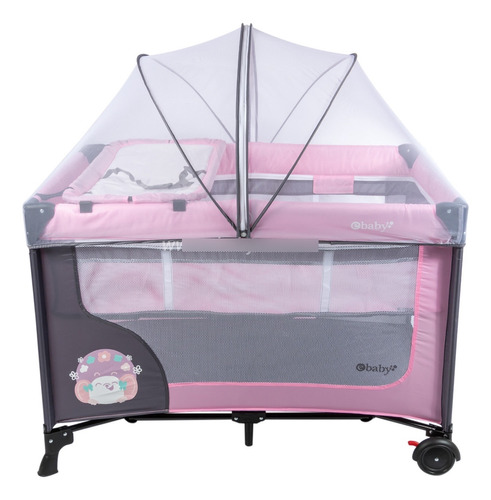 Cuna Corral Ebaby Con Cambiador Happy Dream Rosado