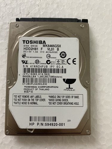 Toshiba 640gb Unidad De Disco Duro Sata Hdd Interno Laptop