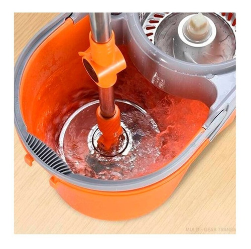 Mopa Centrífuga Lampazo Giratorio Balde Escurridor Acero Inoxidable Plástico Duro Resistente Con Rueditas Sin Pedal