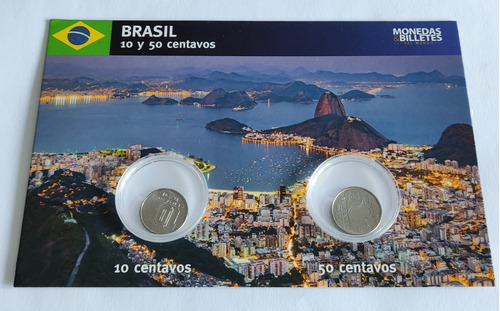 Moneda De Brasil, 2 Pz, En Blíster, S/c.