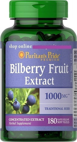 Puritan 's Pride Bilberry 1000 Mg-180 Cápsulas Blandas