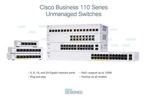 Conmutador No Administrado Cisco Business Cbs110-24pp | 24 P