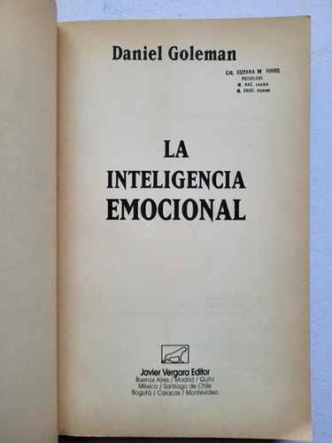 La Inteligencia Emocional - Daniel Goleman - 1996 (Usado)