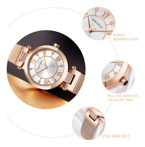 Relojes De Diamantes Elegantes Con Cinturón De Malla Mini Fo Color De La Correa Azul