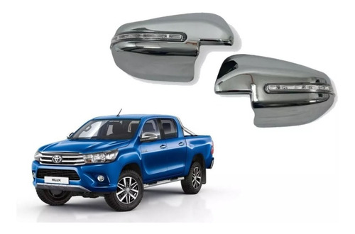 Cubre Espejos Cromados C/led Toyota Hilux Año 2016 Al 2023