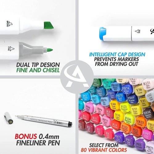 Imagen 2 de 7 de 80 Colores Conjunto Aspirecolor Alcohol Gráfico De Dibujo
