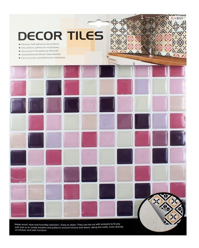 Azulejo Vinil Adhesivo Venecitas 3d Rosa Bordo-25.5x25.5 Cm