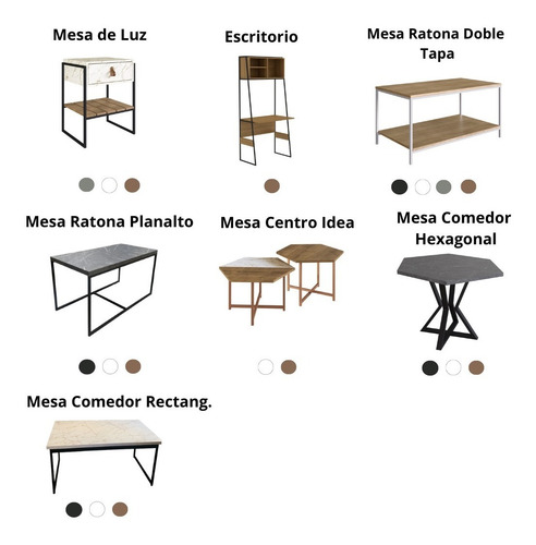 Imagen 6 de 7 de Mesa De Living Centro Ratona Hierro Y Madera- Berna Home