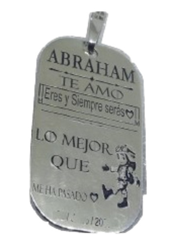 Placa Hijo Soldado Te Amo, Grabada Bajo Relieve, Plata.950