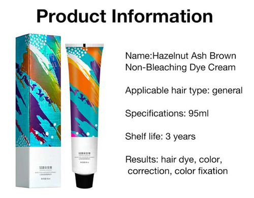 Tinte De Pelo Crema Trendy, Color Avellana, Marrón Ceniza, N