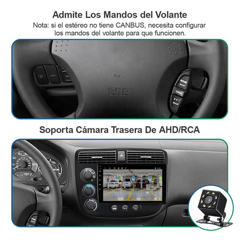Auto Estéreo 2+32g Para Honda Civic 2001-2005 Gps Wifi Bt Fm