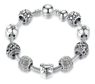 Pulsera Mujer Con Charms Bañada En Plata Modelo