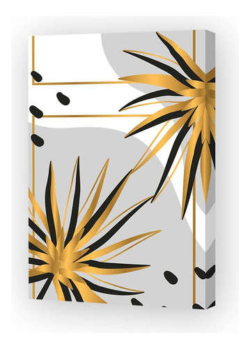 Cuadro 30x45cm Planta Oro Minimalista Gris Negro Blanco M3