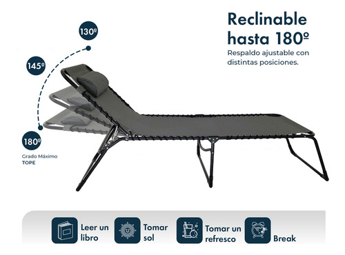 Reposera Catre Plegable Gardenlife Color Gris