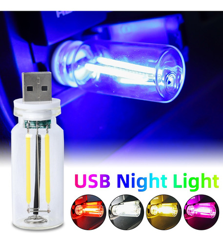 Luz Nocturna Usb Con Forma De Botella De Vidrio, Lámpara Led