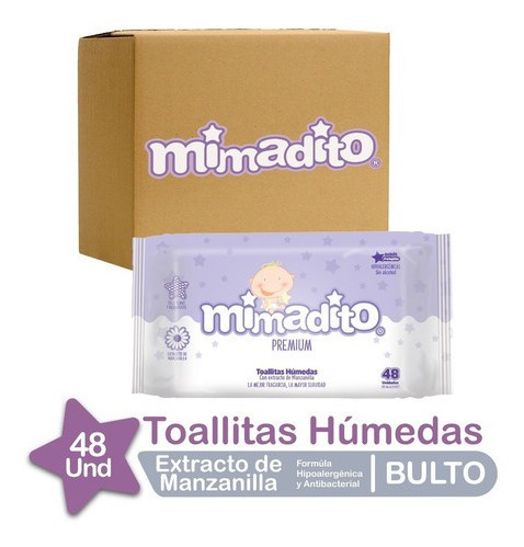 Imagen 1 de 4 de Toallitas Húmedas De Bebé Mimadito Premium Caja 48 Unidades