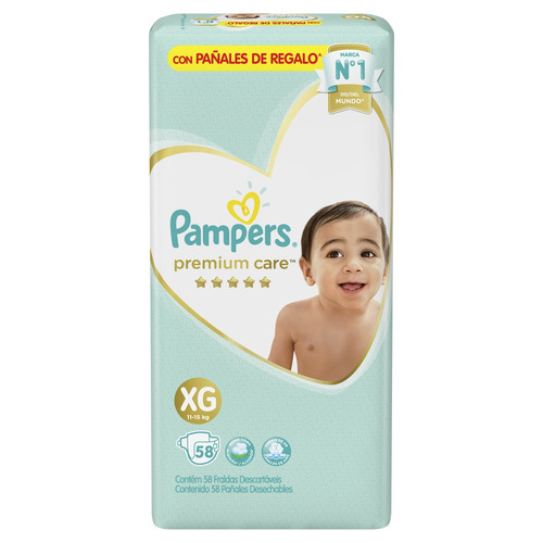 Imagen 2 de 3 de Pañales Pampers Premium Care XG 58 u