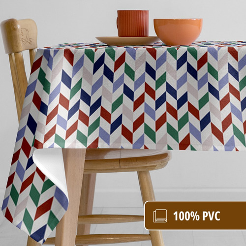 Toalha Mesa Plástica Térmica Chevron Vm 4 A 6 Lugares 1,60