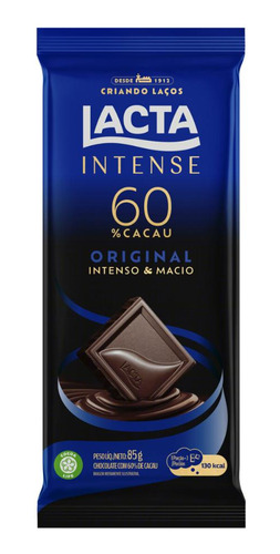 Chocolate Lacta Intense 60% Cacau Original 85g